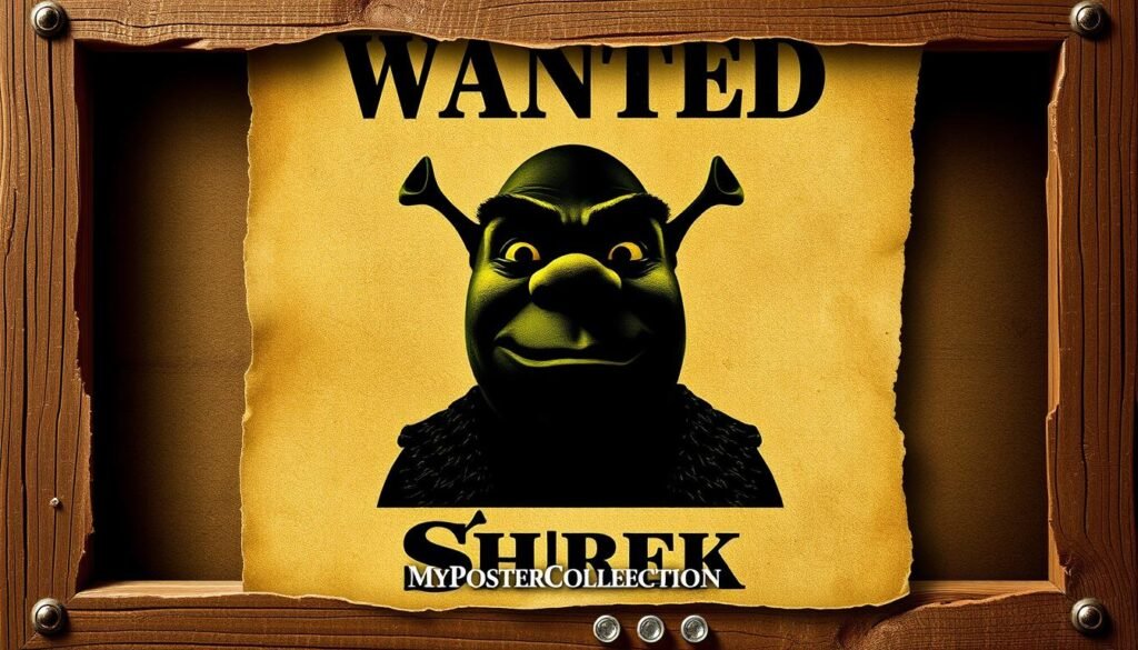 design elements of Shrek wanted poster